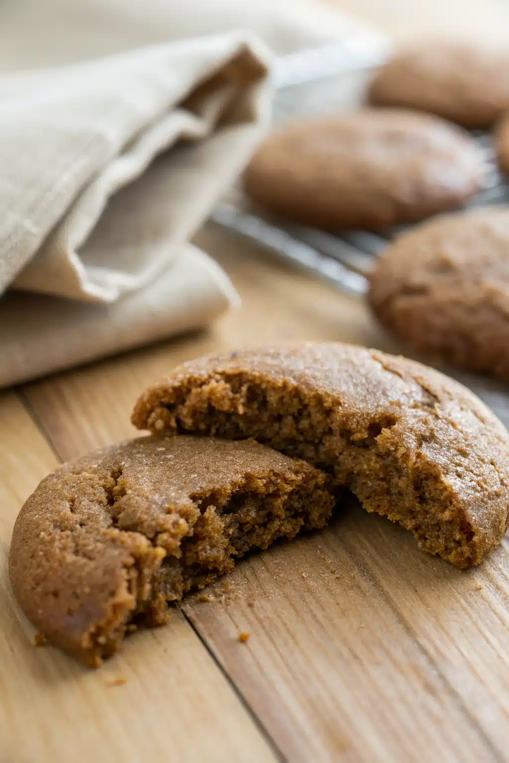 Chewy Gingerbread Cookies slice on plate showing perfect texture and swirl pattern