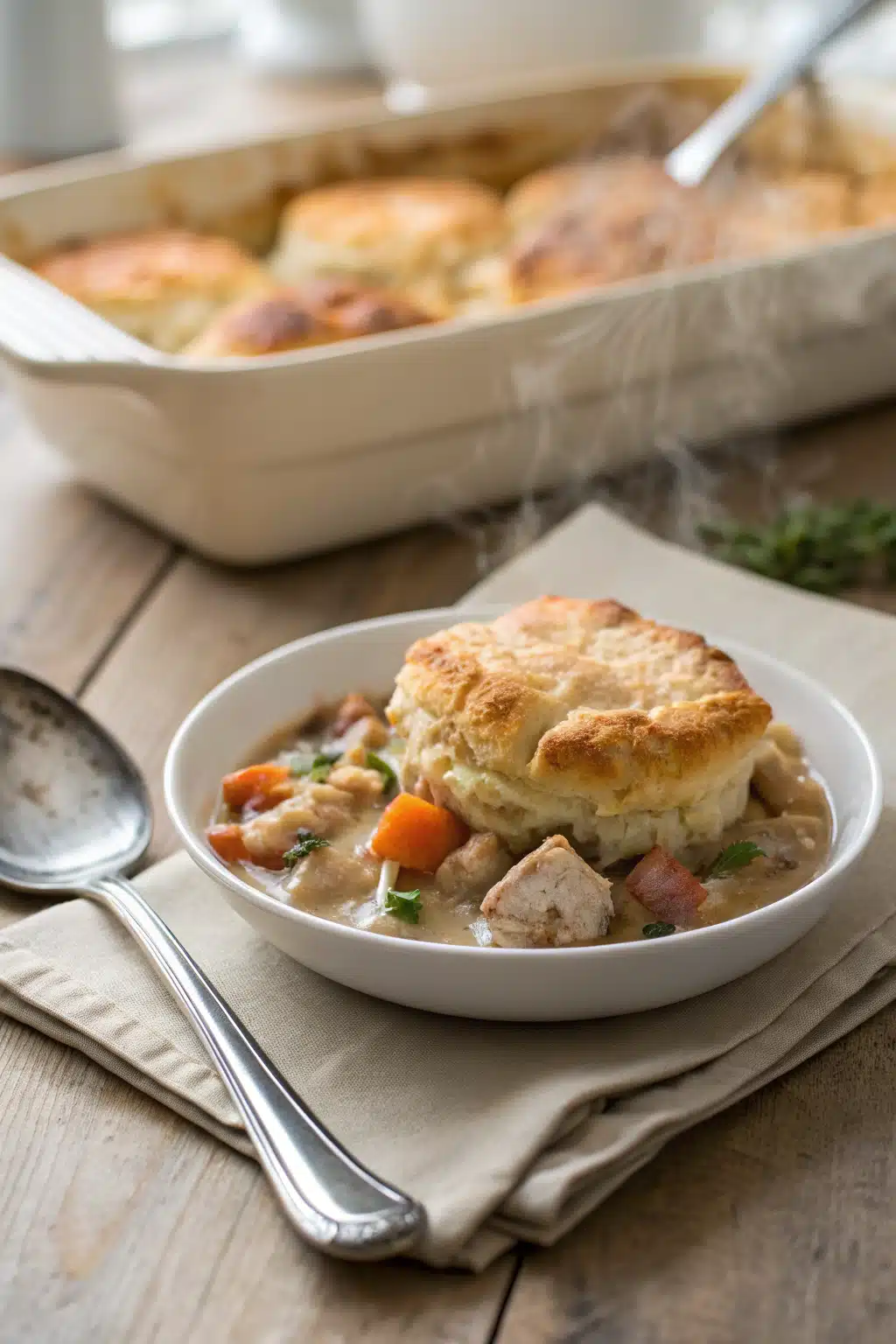 Chicken Cobbler Recipe ingredients organized and measured on kitchen counter