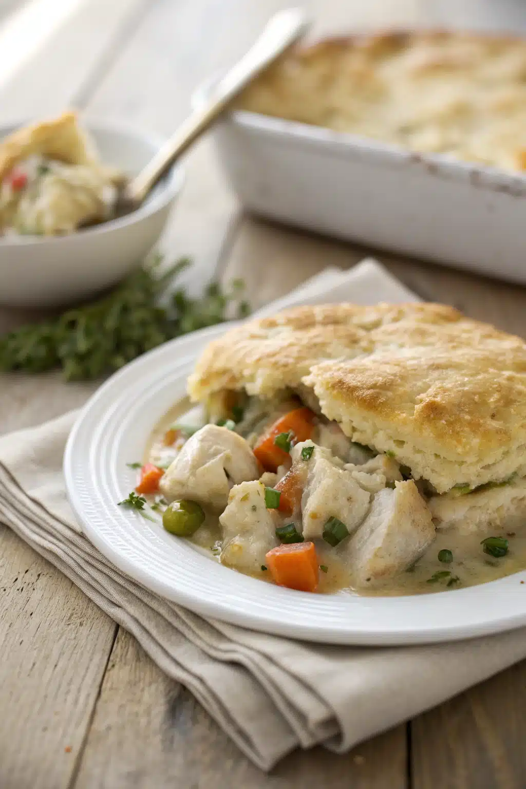 Chicken Cobbler Recipe slice on plate showing perfect texture and swirl pattern