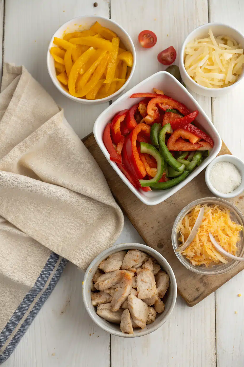 Chicken Fajita Bake beautifully presented from an overhead angle