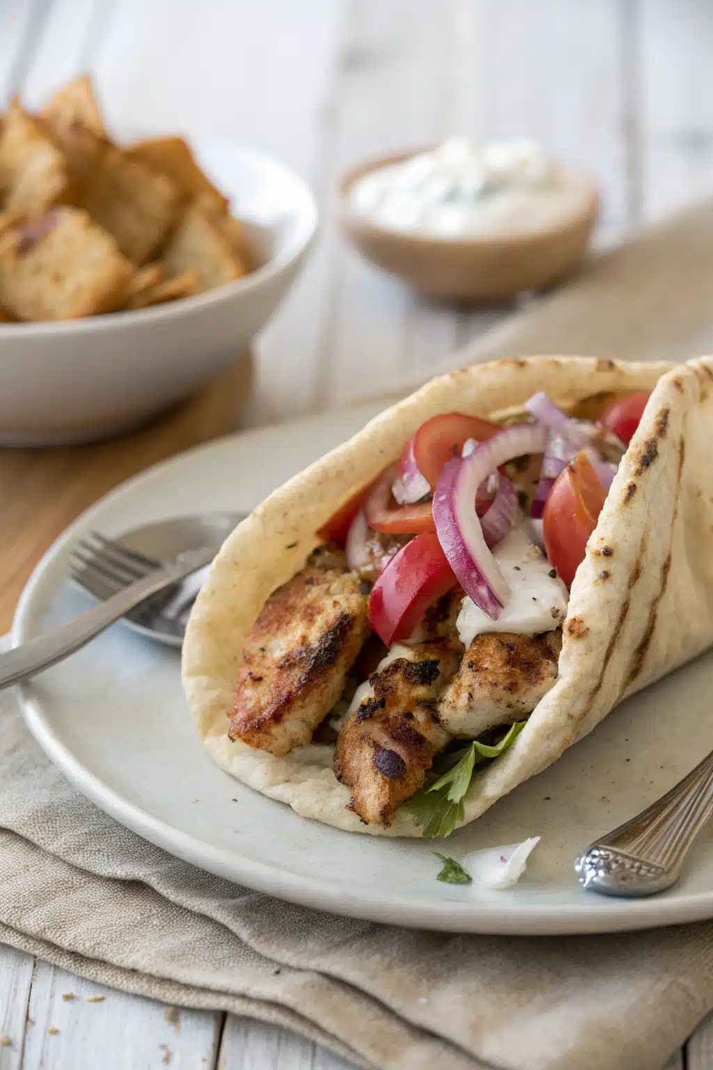 Chicken Gyros ingredients organized and measured on kitchen counter