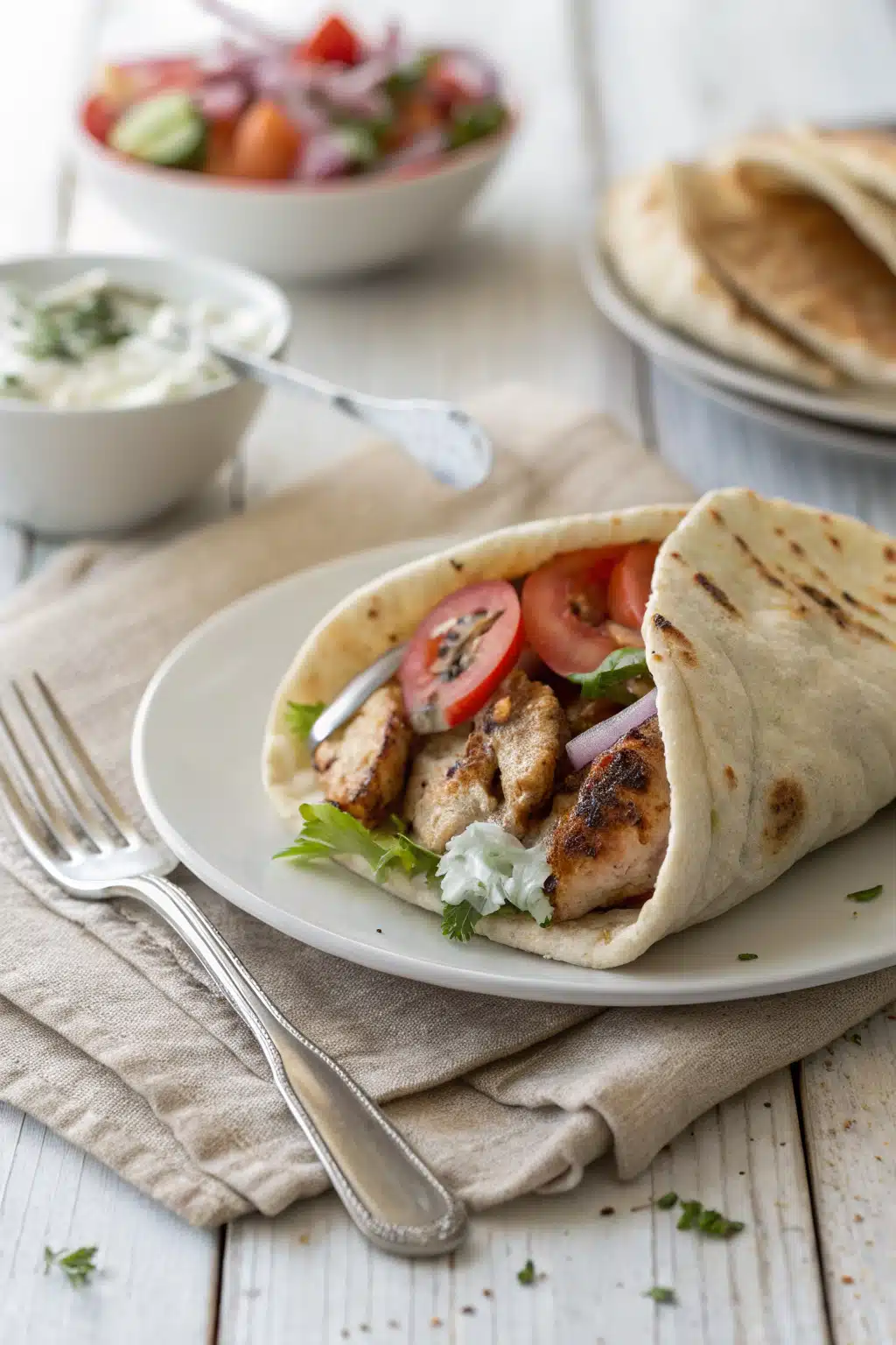 Homemade Chicken Gyros ingredients organized and measured on kitchen counter