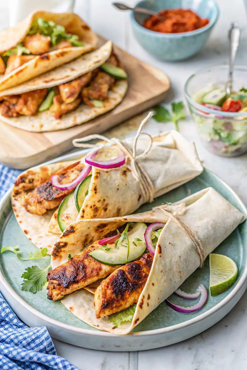 Chicken Shawarma ingredients organized and measured on kitchen counter