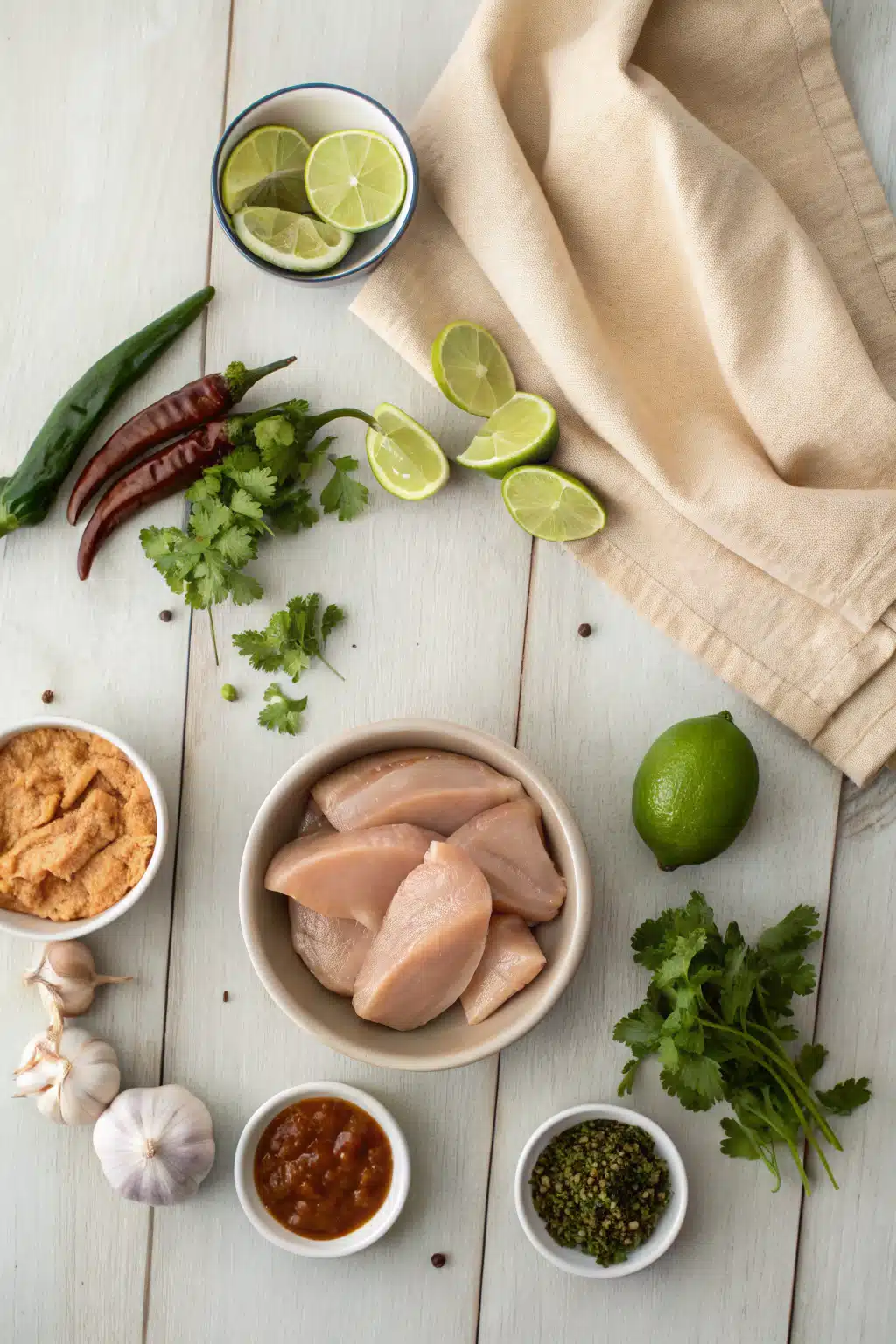 Chipotle Chicken Marinade beautifully presented from an overhead angle