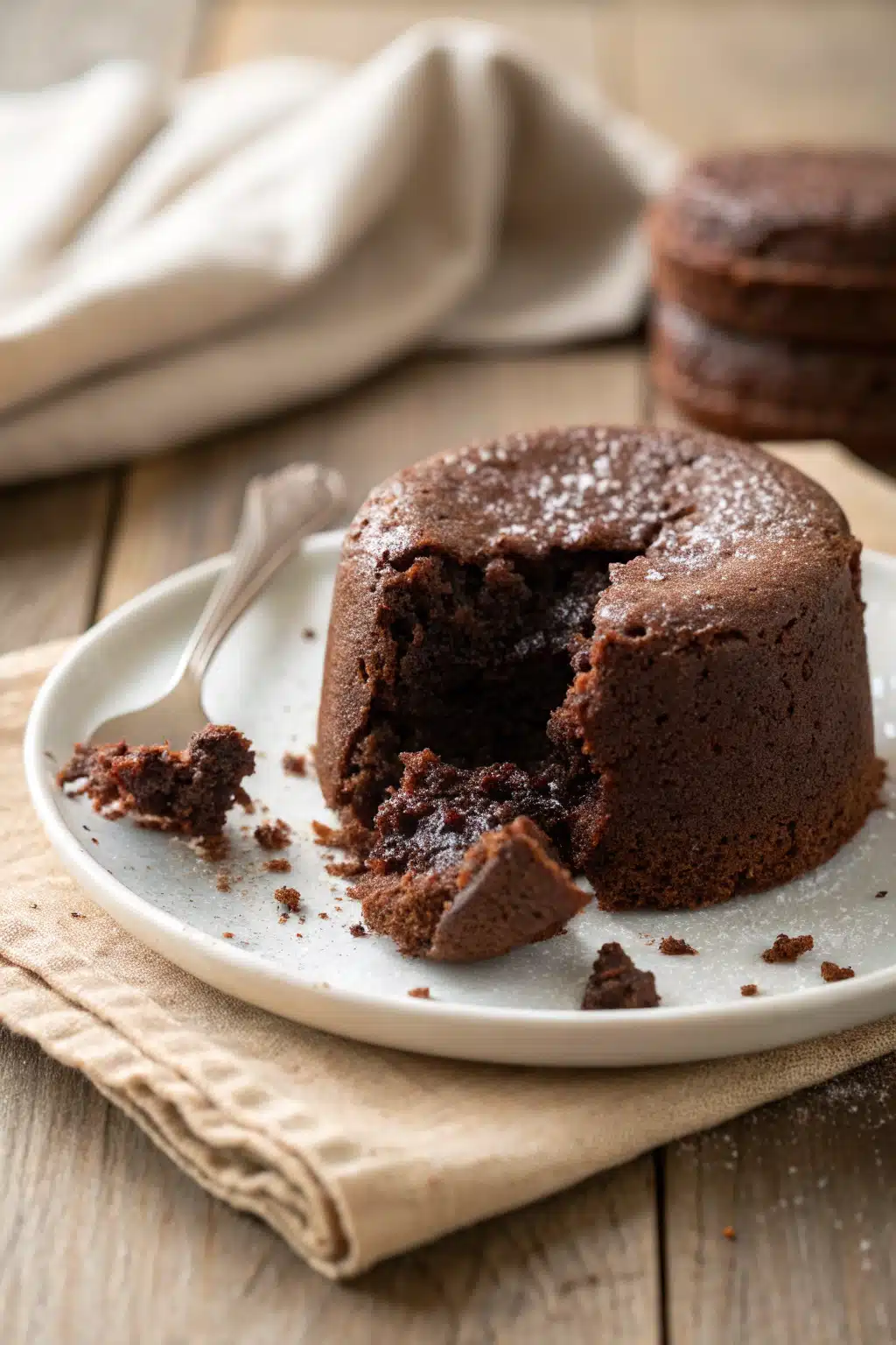 Easy Chocolate Mug Cake slice on plate showing perfect texture and swirl pattern