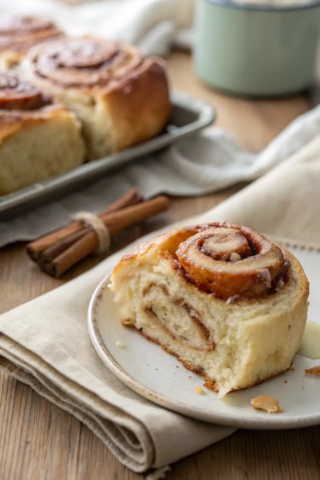 Cinnamon Roll Bites slice on plate showing perfect texture and swirl pattern