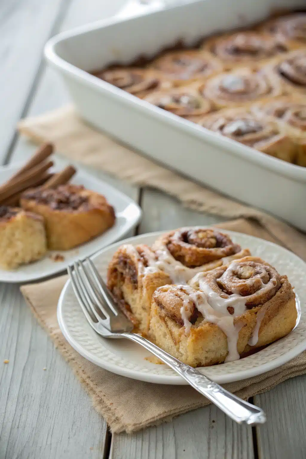 Cinnamon Roll Casserole ingredients organized and measured on kitchen counter