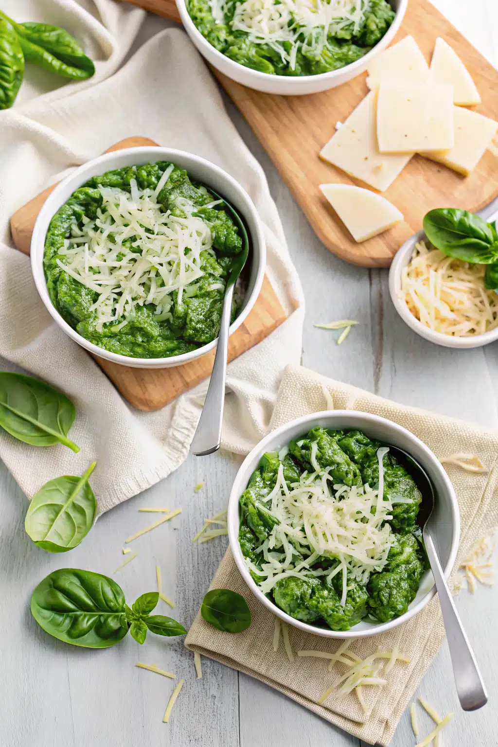 Creamed Spinach Recipe beautifully presented from an overhead angle