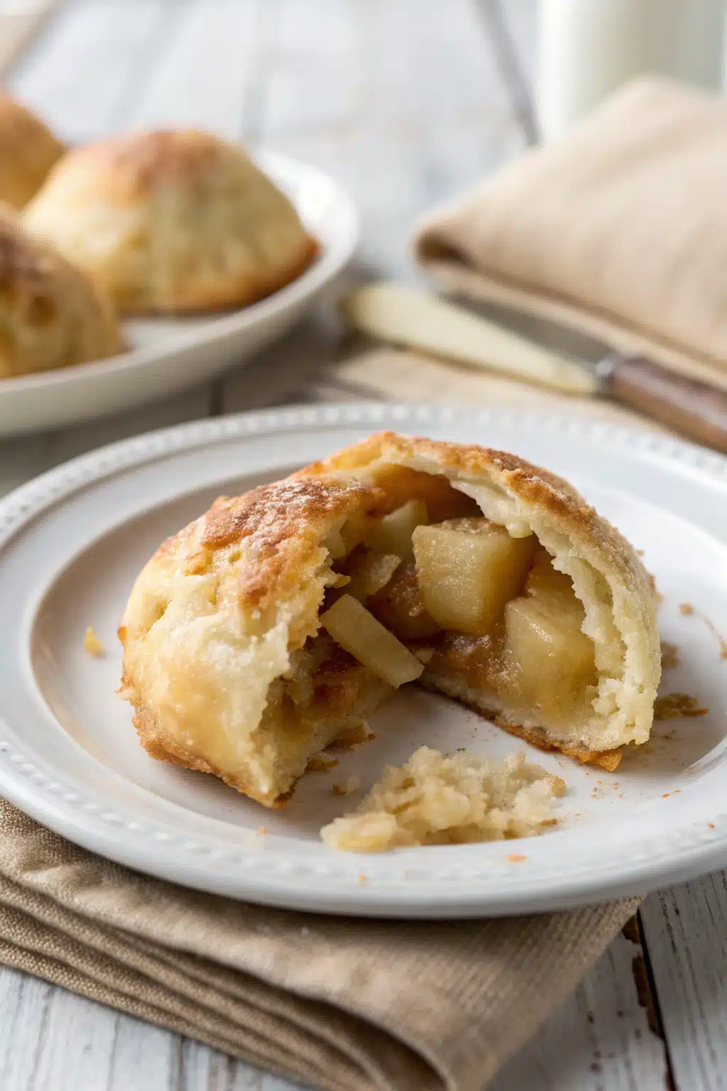 Apple Dumplings with Crescent Rolls slice on plate showing perfect texture and swirl pattern