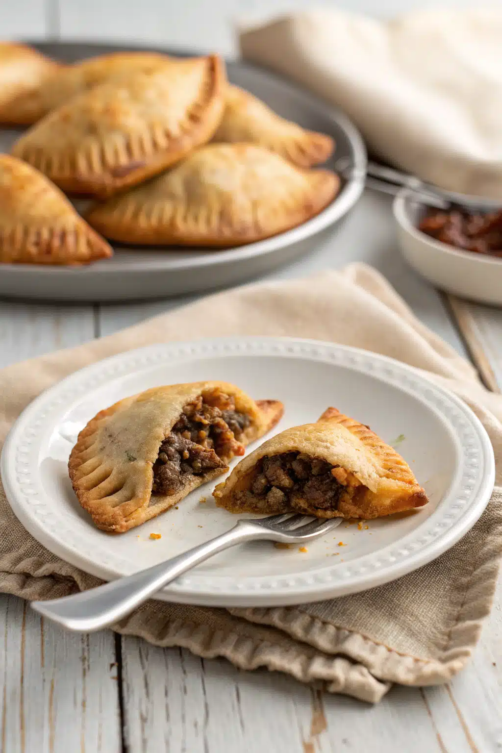 Air Fryer Beef Empanadas ingredients organized and measured on kitchen counter