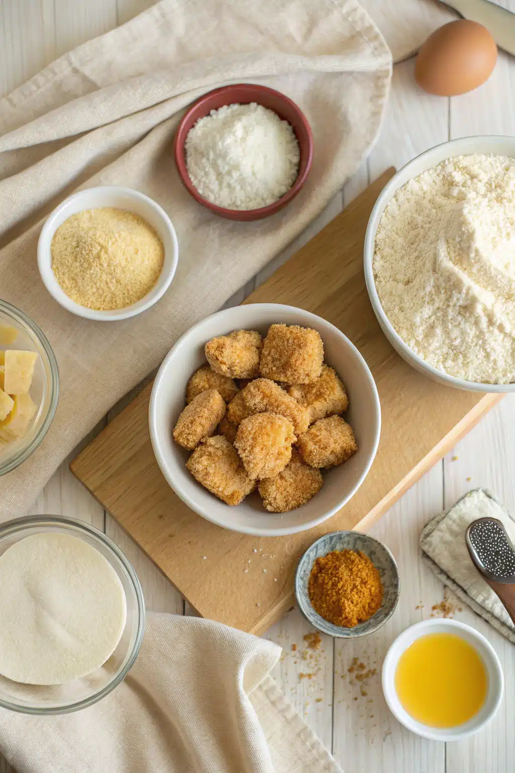 Air Fryer Chicken Nuggets beautifully presented from an overhead angle