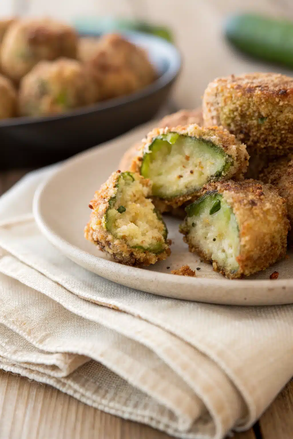 Air Fryer Zucchini Bites slice on plate showing perfect texture and swirl pattern