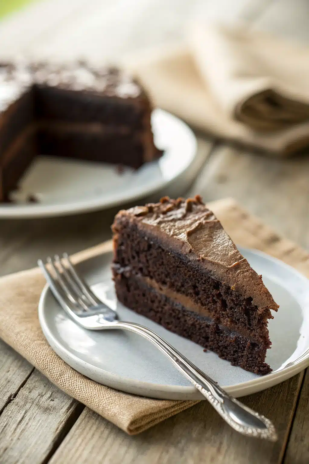 Guilt Free Chocolate Cake ingredients organized and measured on kitchen counter