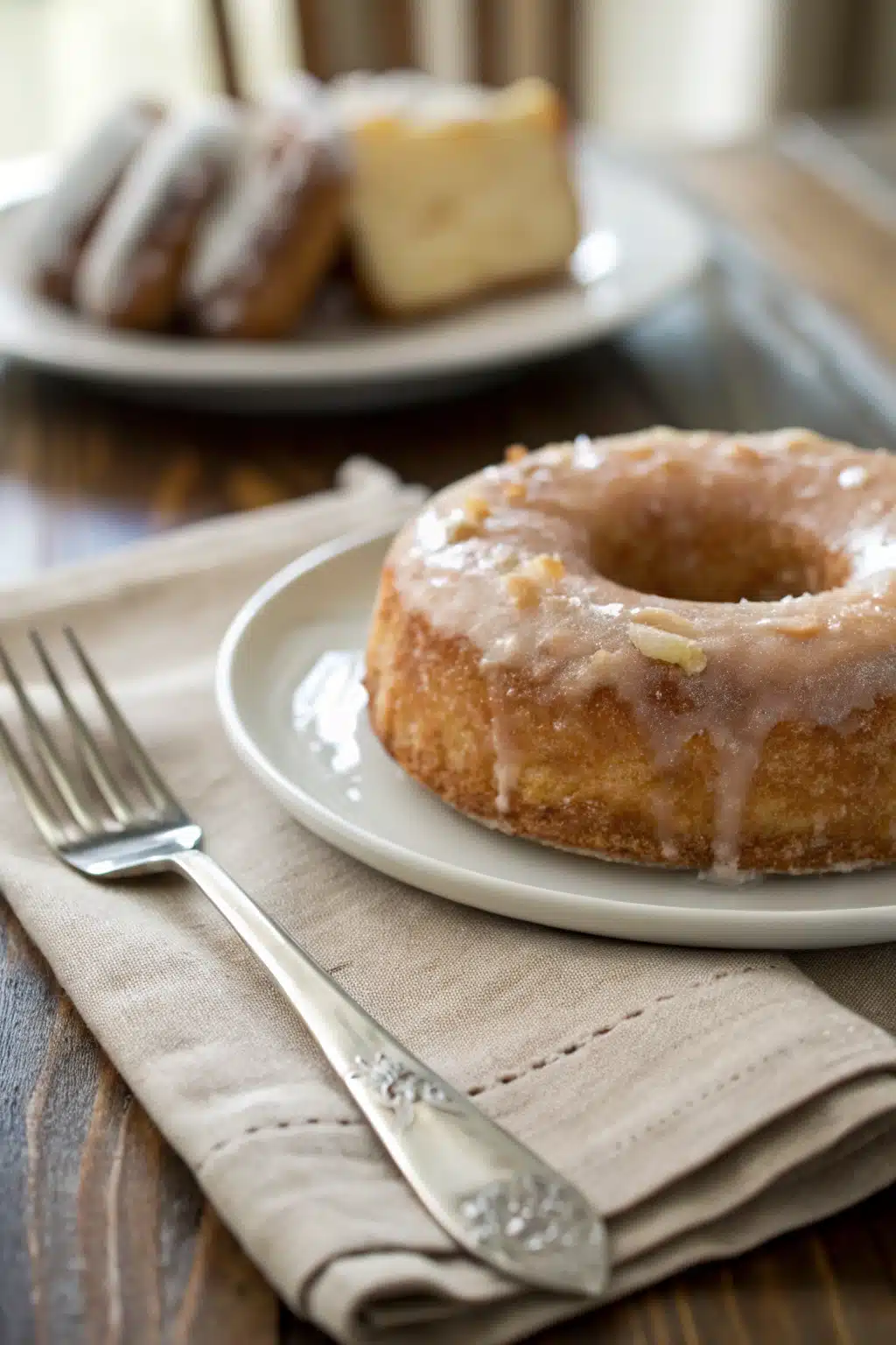 Donut Cake Recipe ingredients organized and measured on kitchen counter