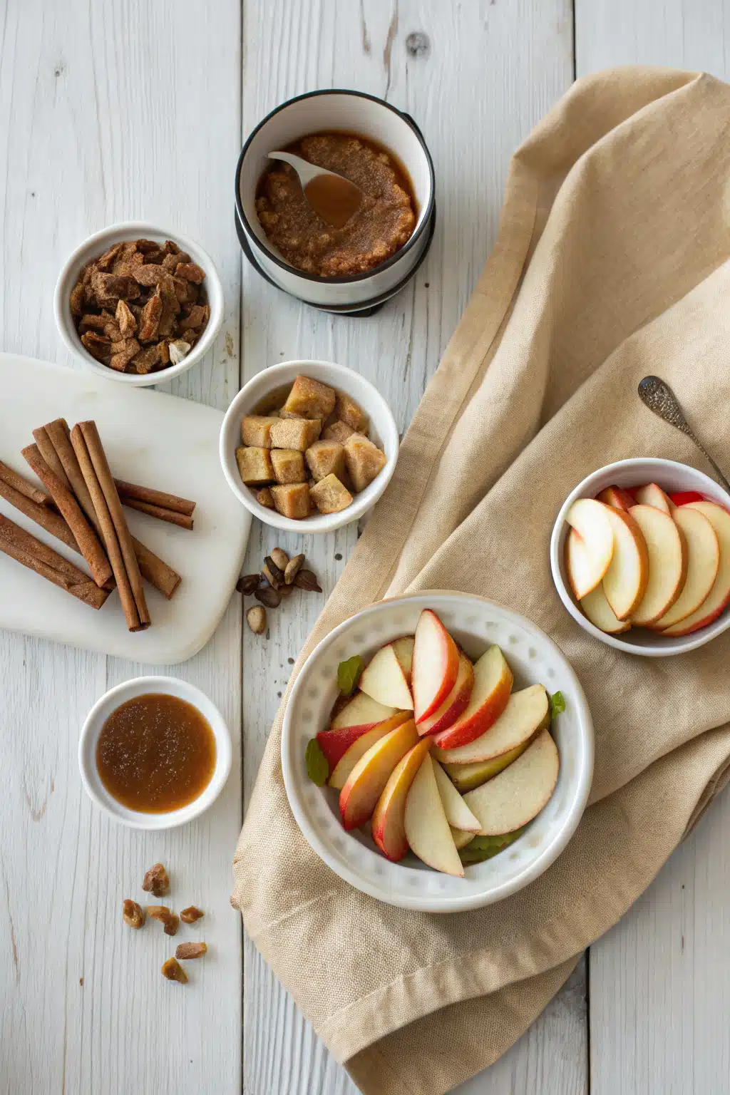 Caramel Apple Cake beautifully presented from an overhead angle