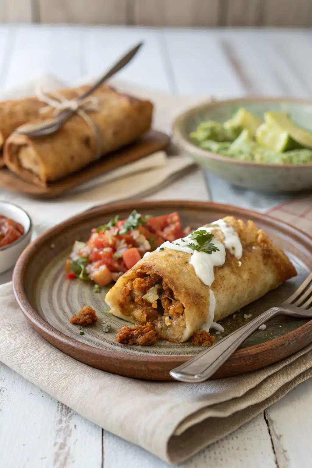 Chicken Chimichanga Recipe ingredients organized and measured on kitchen counter