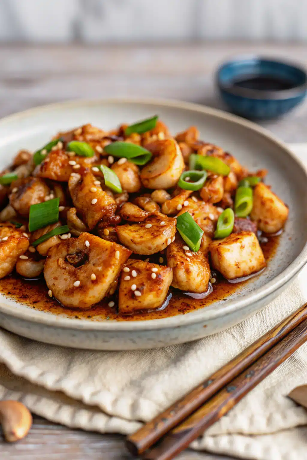 Keto Cashew Chicken slice on plate showing perfect texture and swirl pattern
