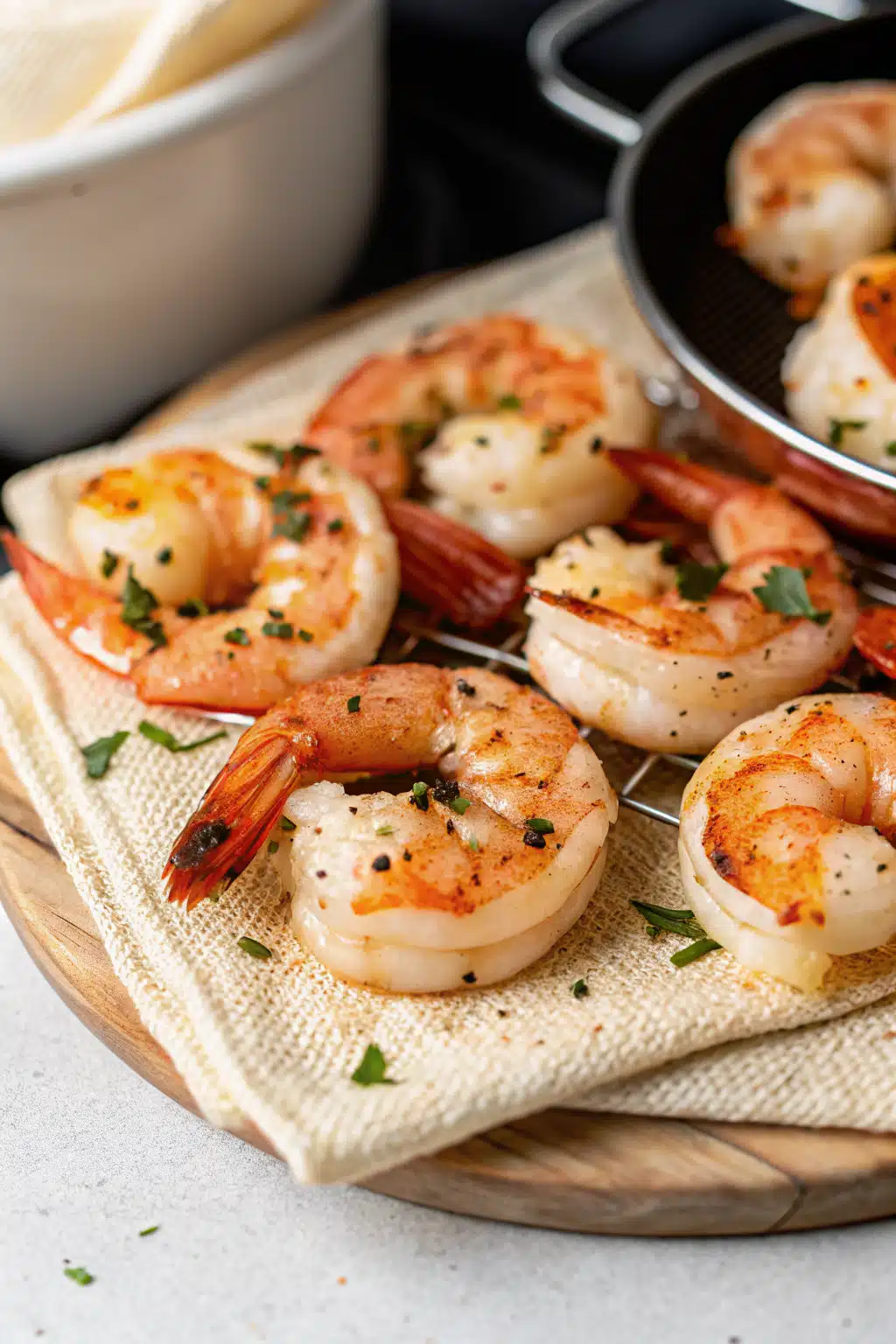 Air Fryer Shrimp slice on plate showing perfect texture and swirl pattern