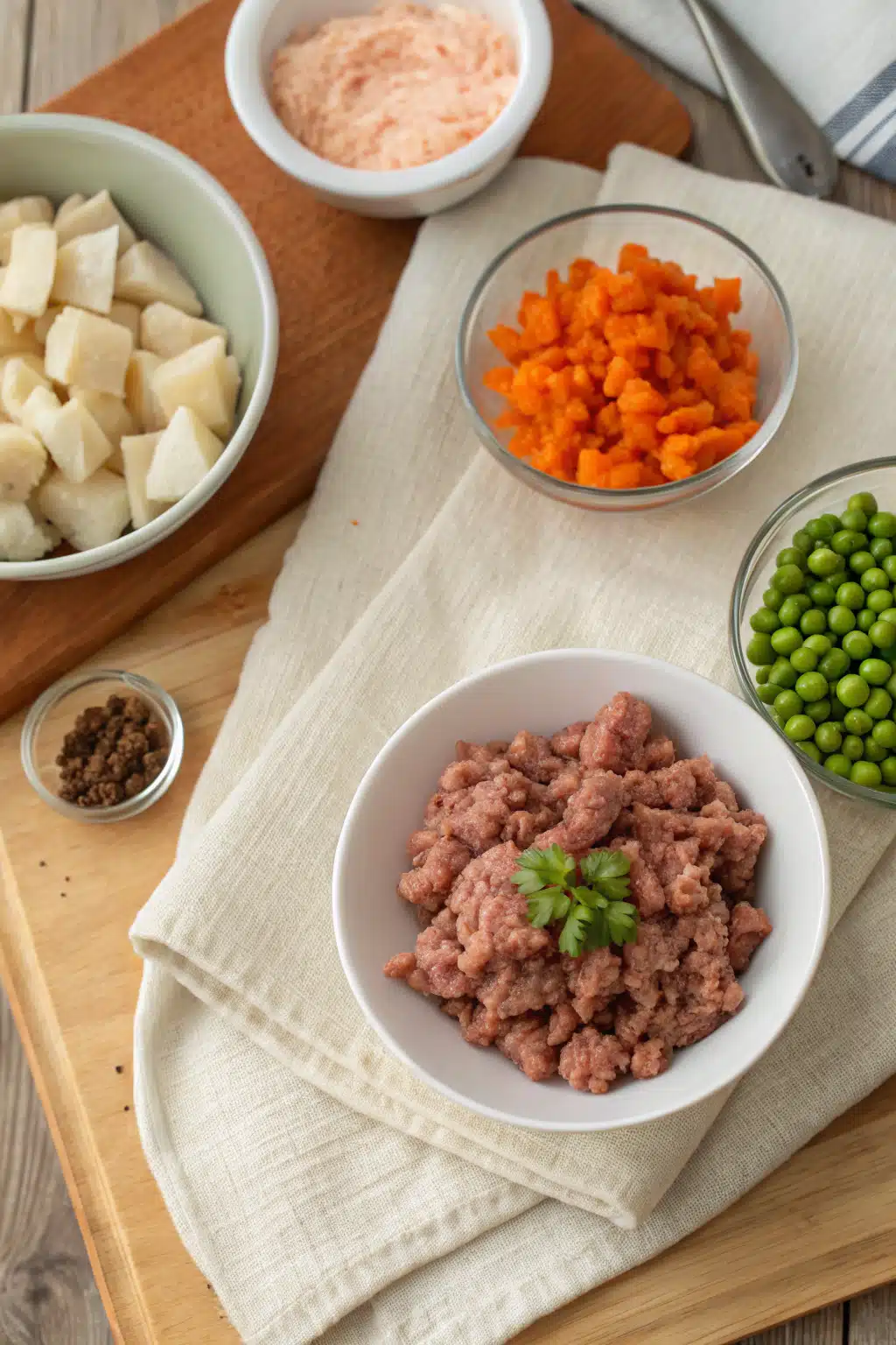 Ground Turkey Picadillo beautifully presented from an overhead angle