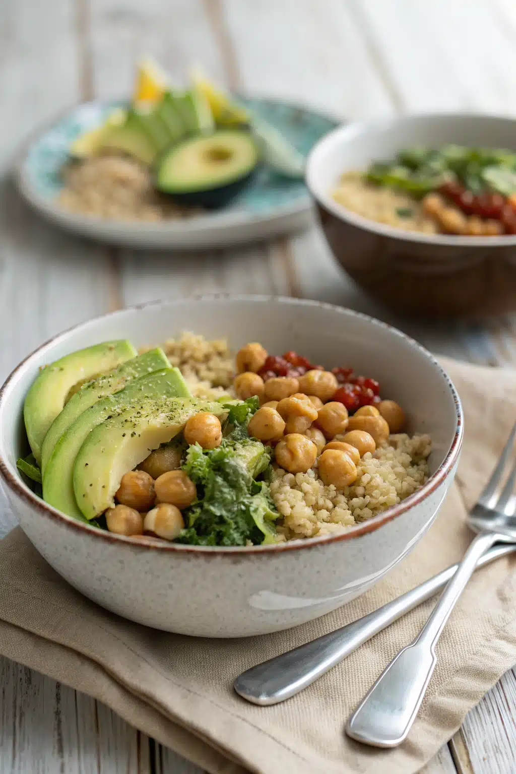 Healthy Meal Plans ingredients organized and measured on kitchen counter