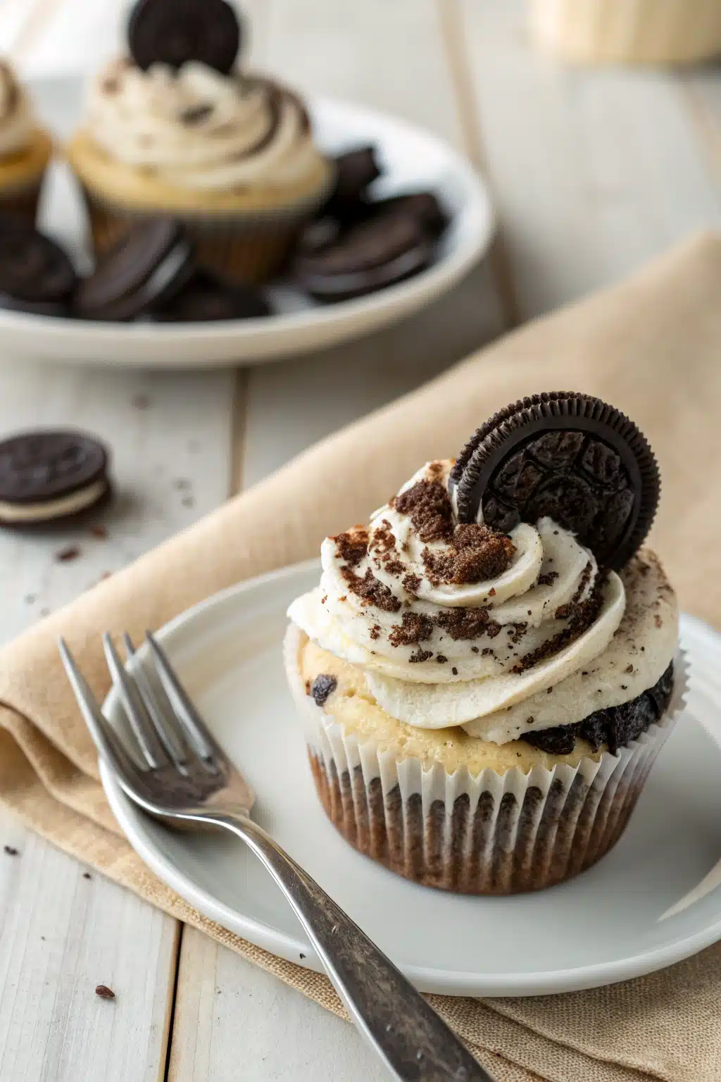 Oreo Cheesecake Cupcakes ingredients organized and measured on kitchen counter