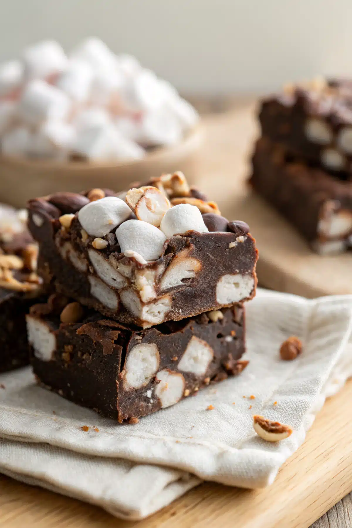 Rocky Road Fudge slice on plate showing perfect texture and swirl pattern