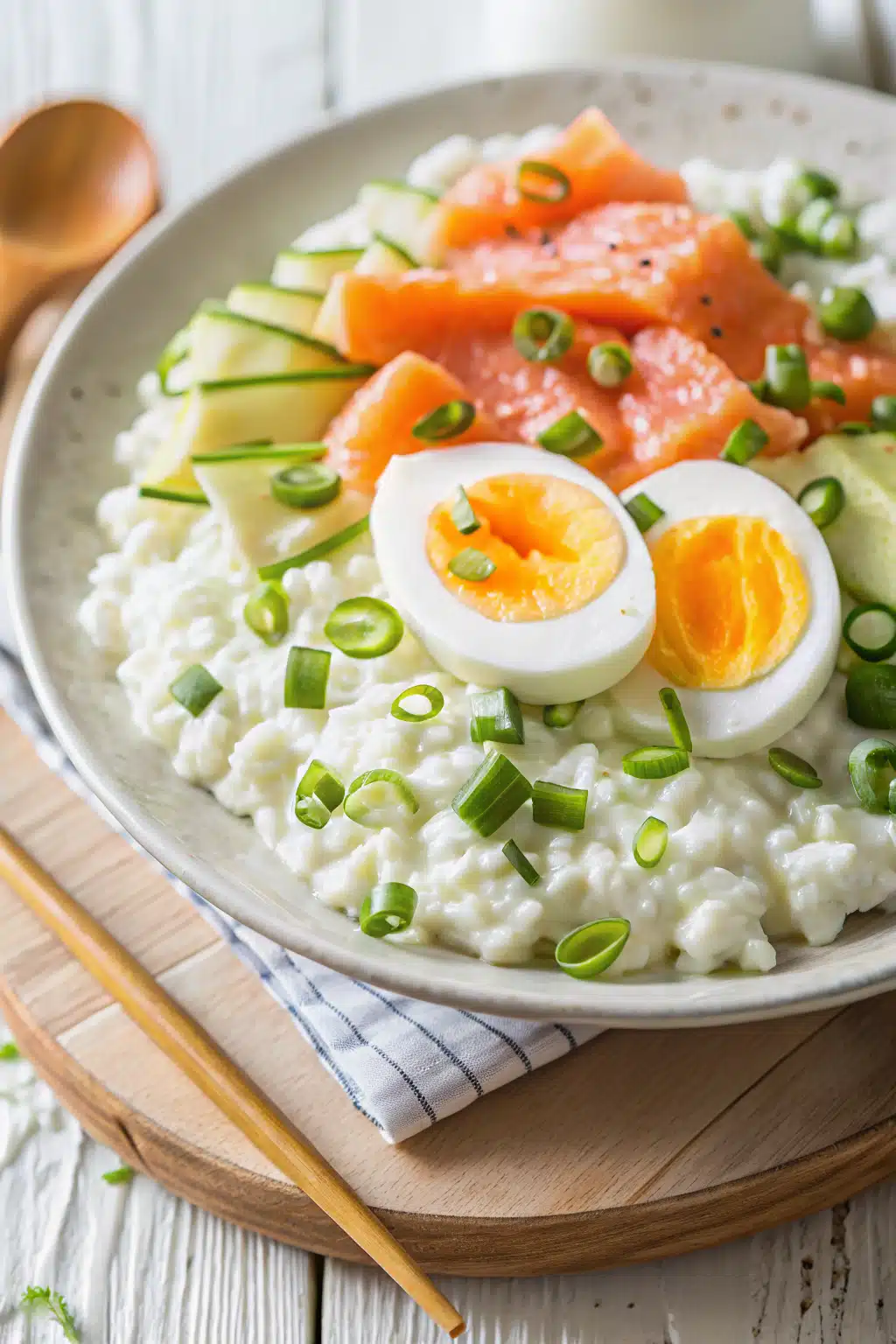 Cottage Cheese Salad slice on plate showing perfect texture and swirl pattern