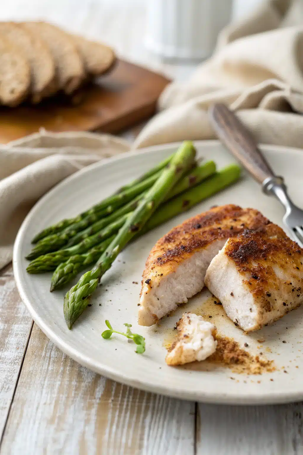 Chicken Asparagus Skillet slice on plate showing perfect texture and swirl pattern