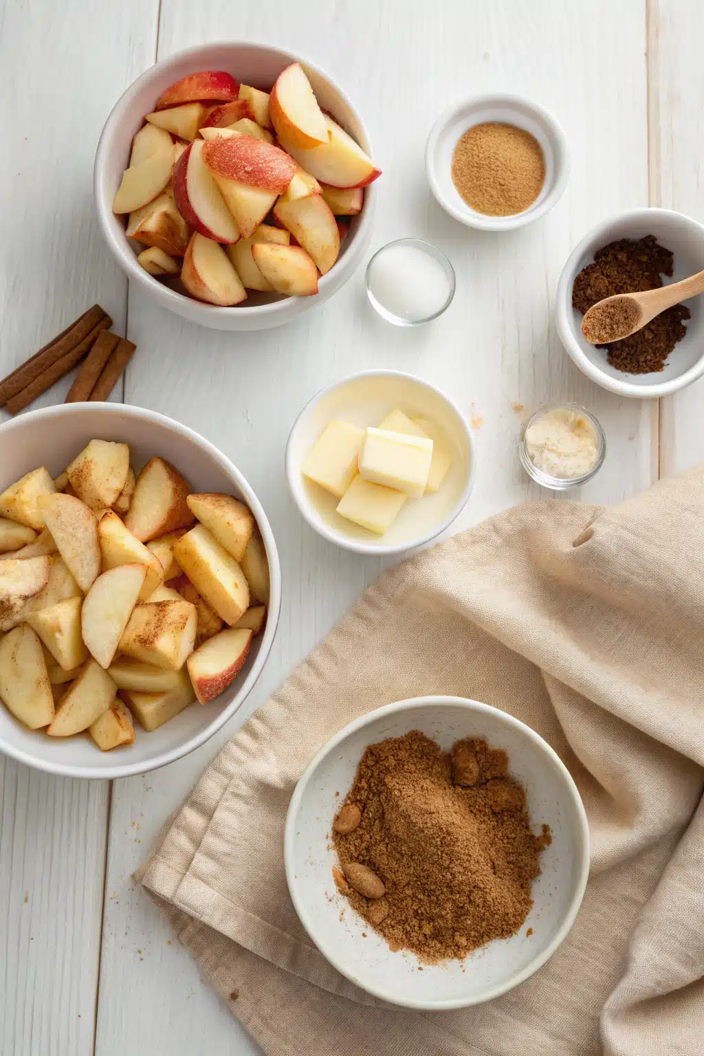 Fried Apples beautifully presented from an overhead angle