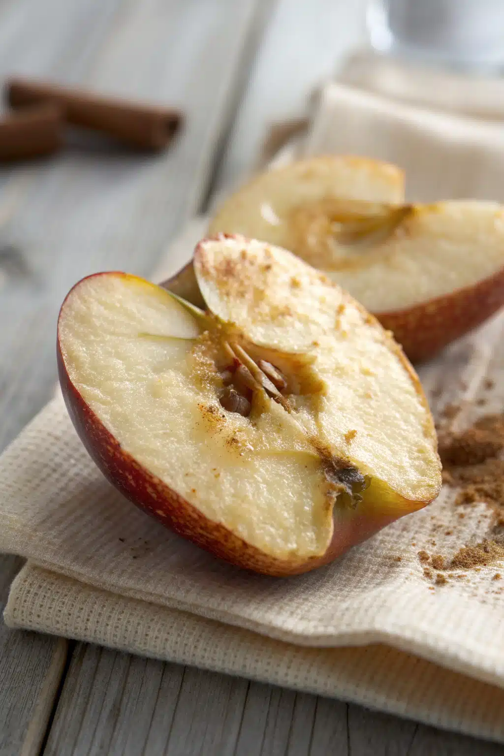 Fried Apples slice on plate showing perfect texture and swirl pattern