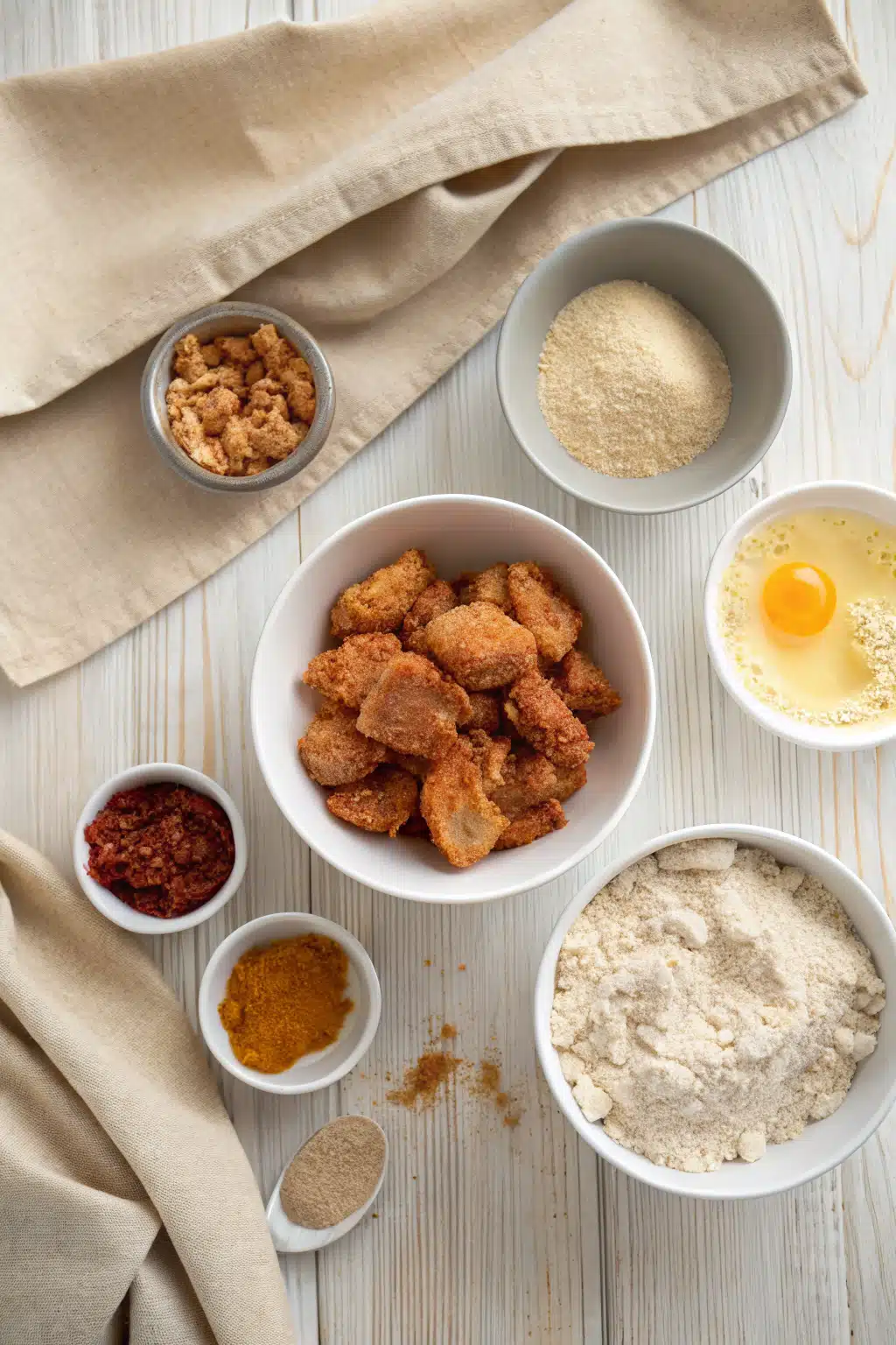 Fried Chicken Tips beautifully presented from an overhead angle