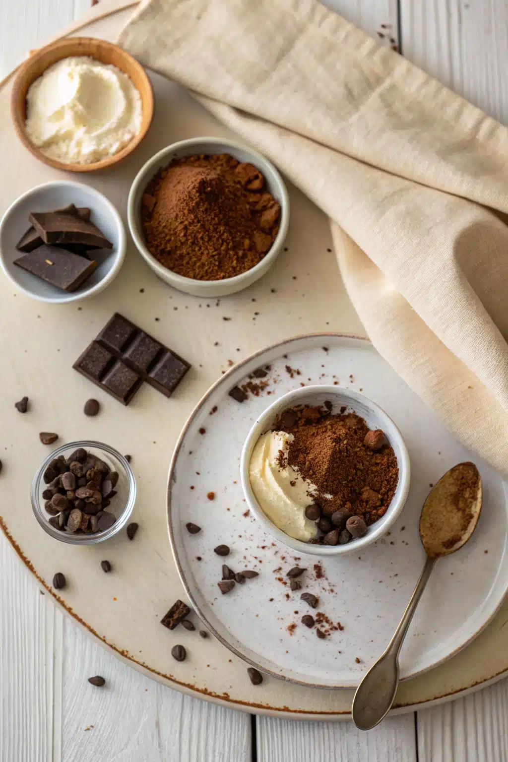 Chocolate Pudding Recipe beautifully presented from an overhead angle