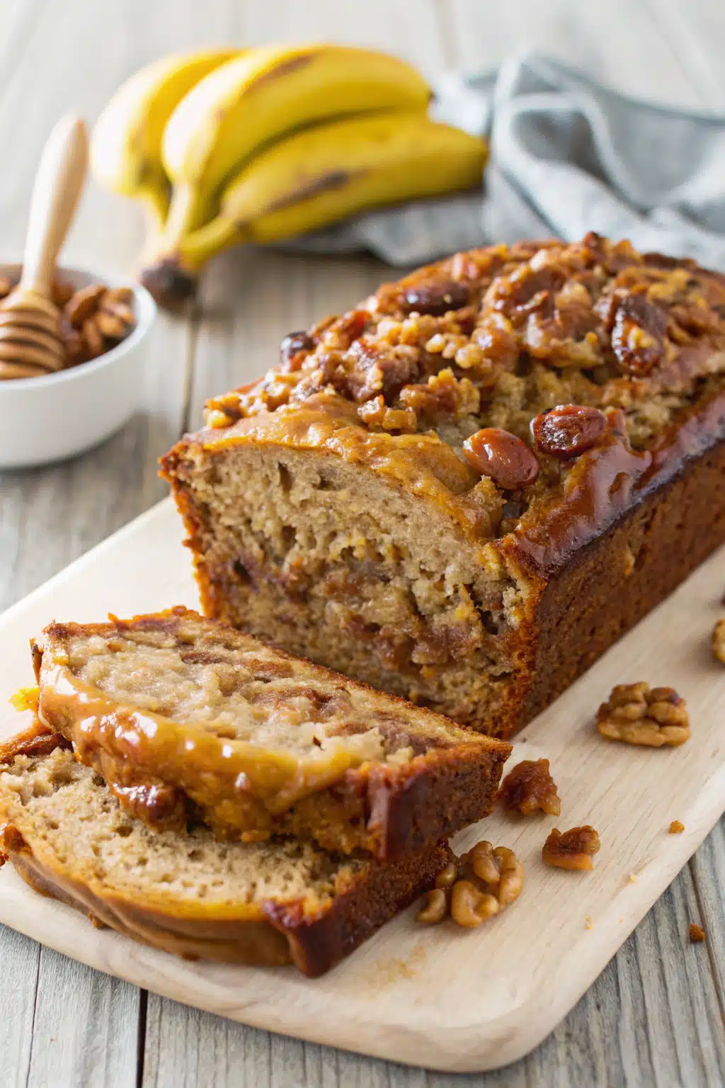 Greek Yogurt Banana Bread slice on plate showing perfect texture and swirl pattern