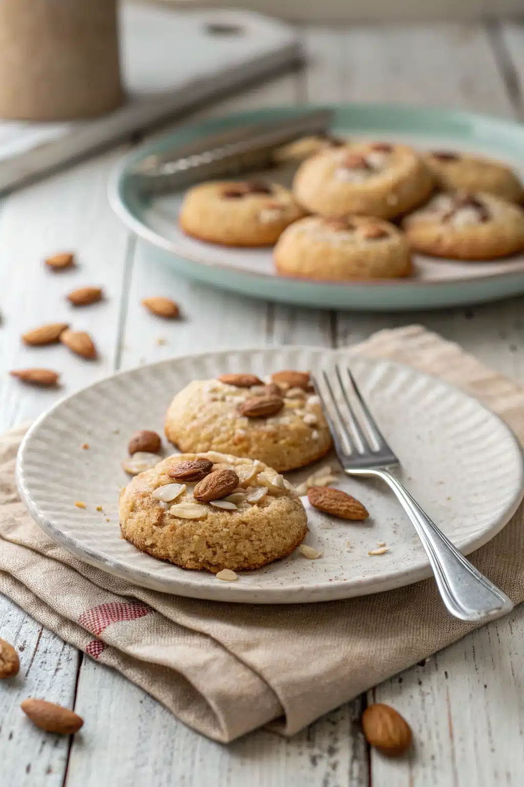 Gluten Free Almond Cookies ingredients organized and measured on kitchen counter