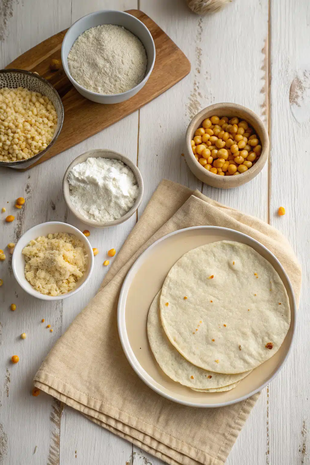 Gluten Free Tortillas beautifully presented from an overhead angle