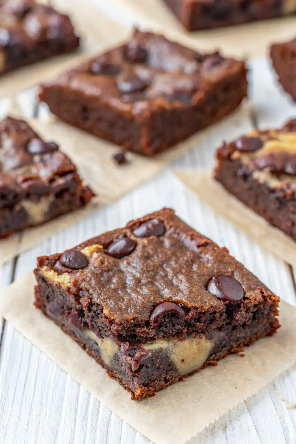 Cottage Cheese Brownies slice on plate showing perfect texture and swirl pattern