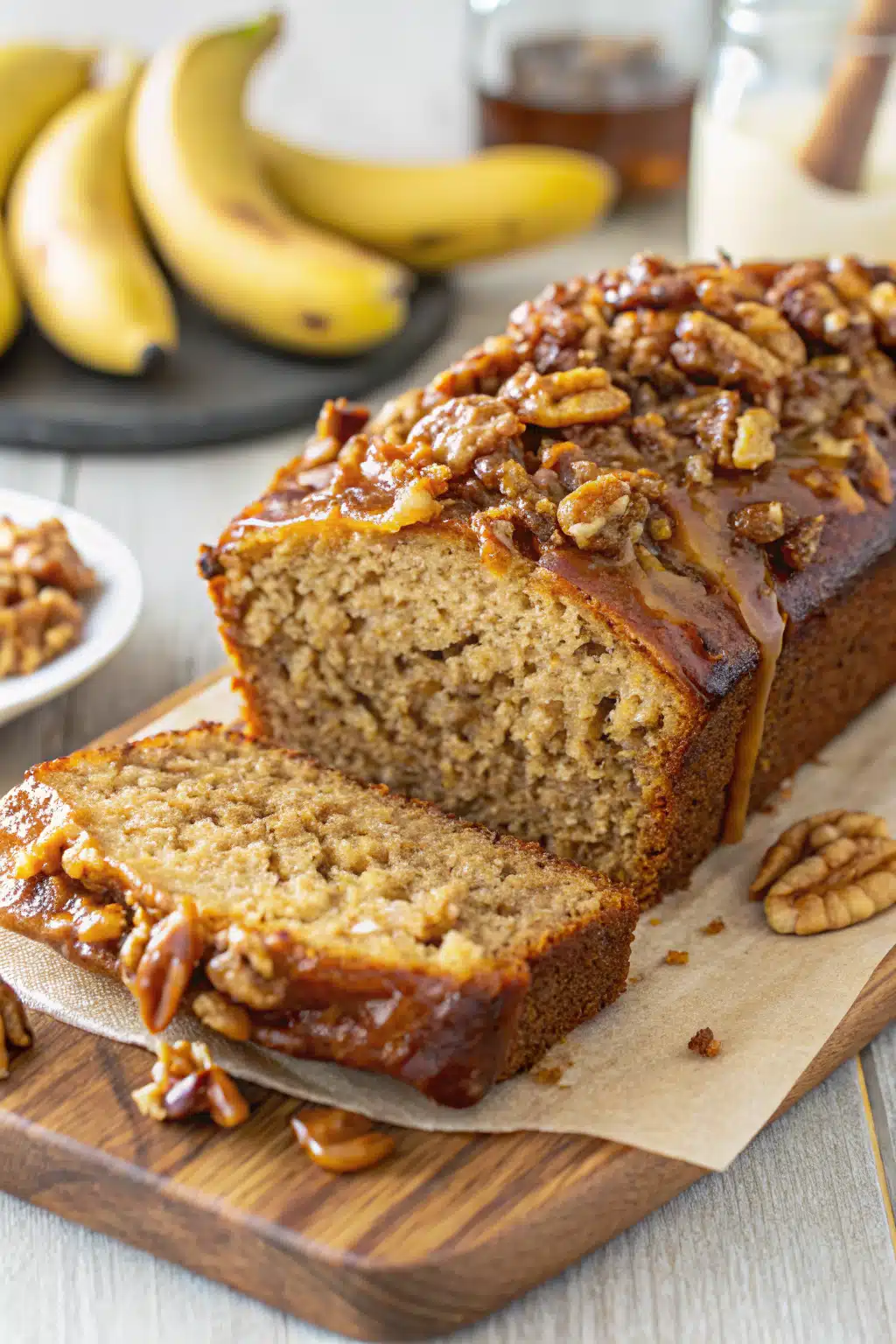 Greek Yogurt Banana Bread slice on plate showing perfect texture and swirl pattern