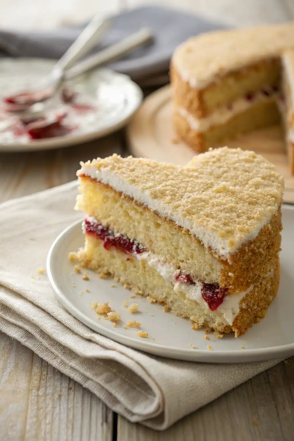Heart Shaped Cake slice on plate showing perfect texture and swirl pattern