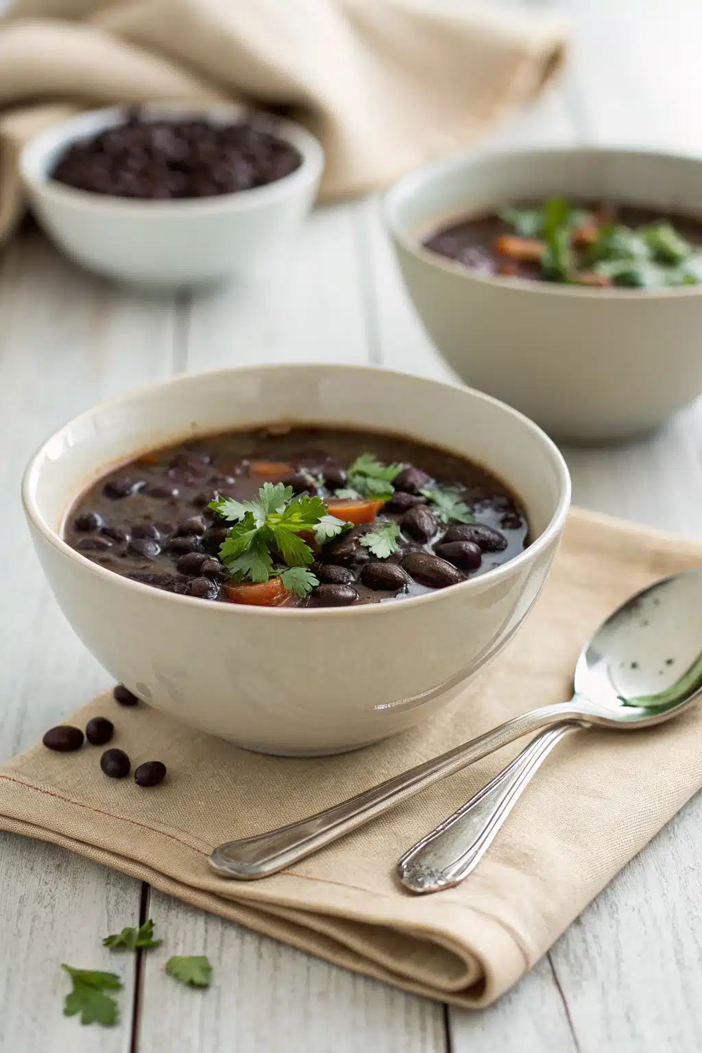 Black Bean Soup ingredients organized and measured on kitchen counter