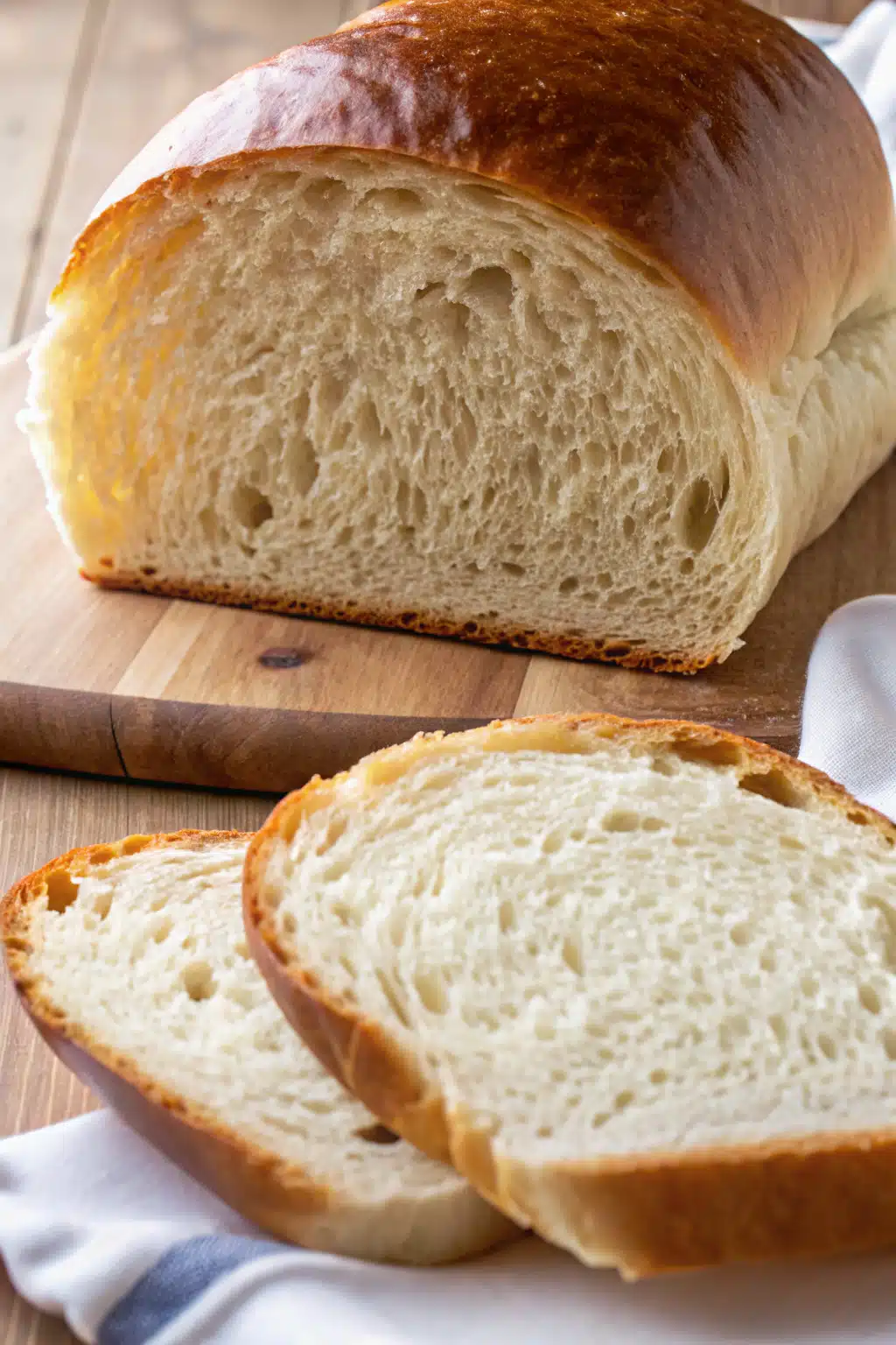 Homemade Sandwich Bread slice on plate showing perfect texture and swirl pattern