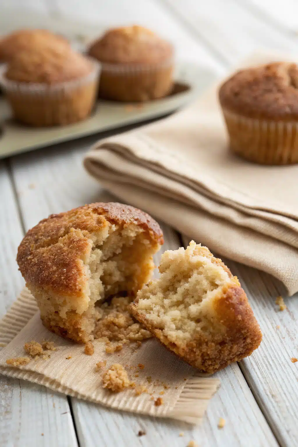 Easy Homemade Muffins slice on plate showing perfect texture and swirl pattern