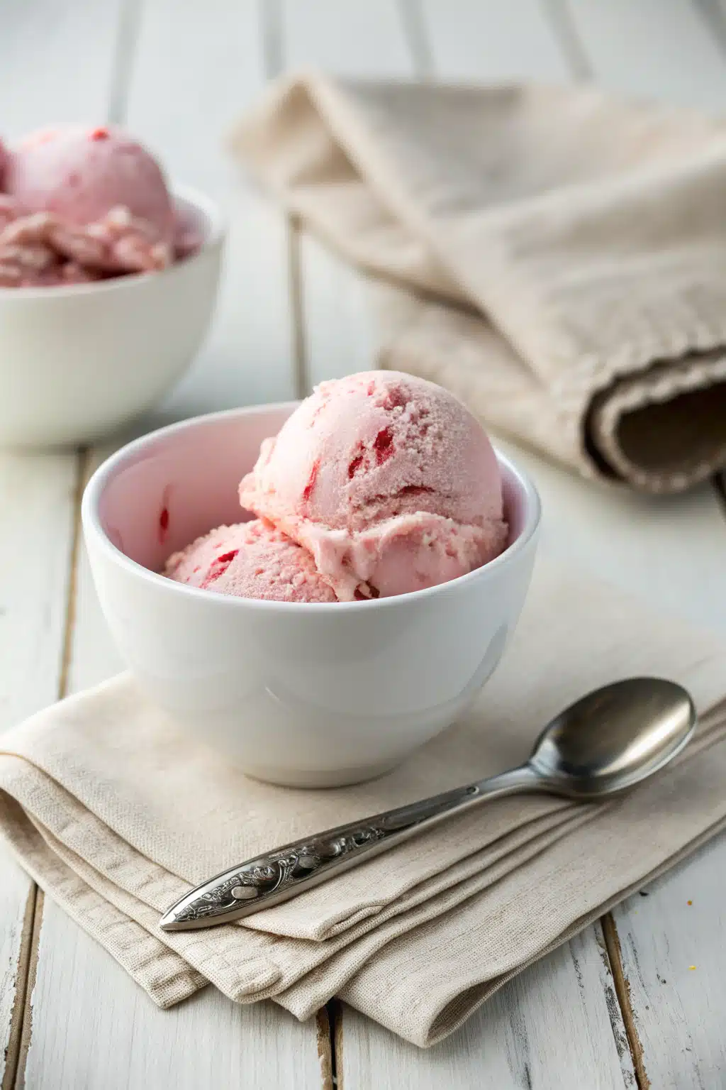 Easy Strawberry Ice Cream ingredients organized and measured on kitchen counter