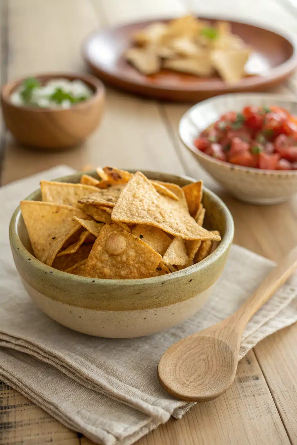 Homemade Tortilla Chips ingredients organized and measured on kitchen counter