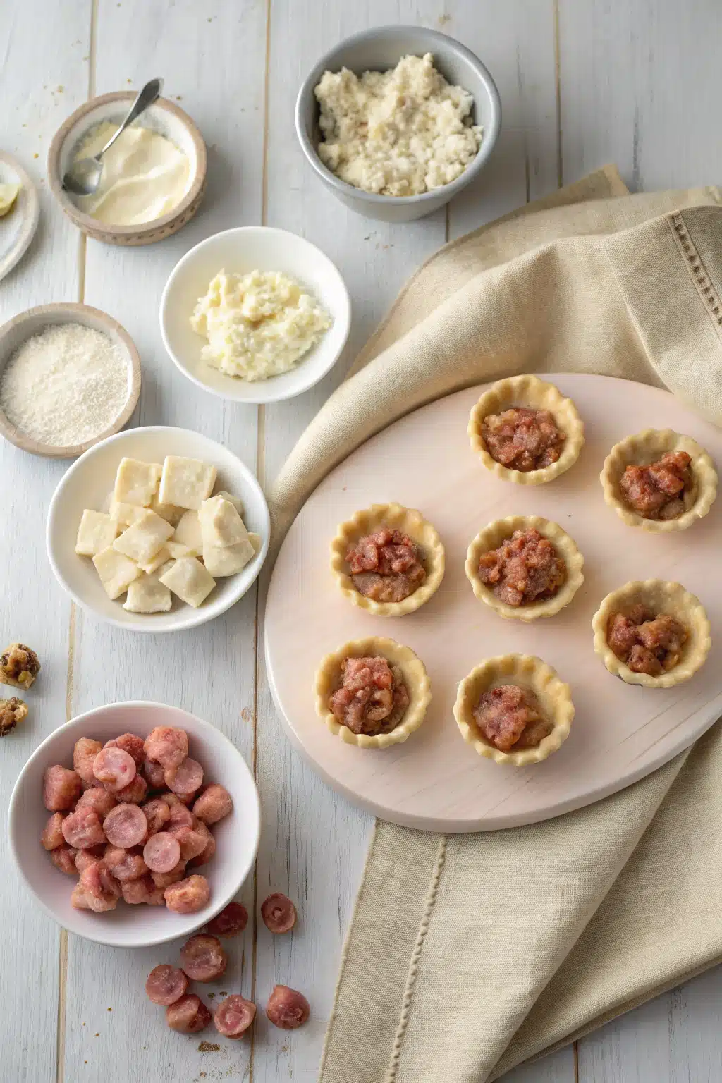 Sausage Cream Cheese Bites beautifully presented from an overhead angle