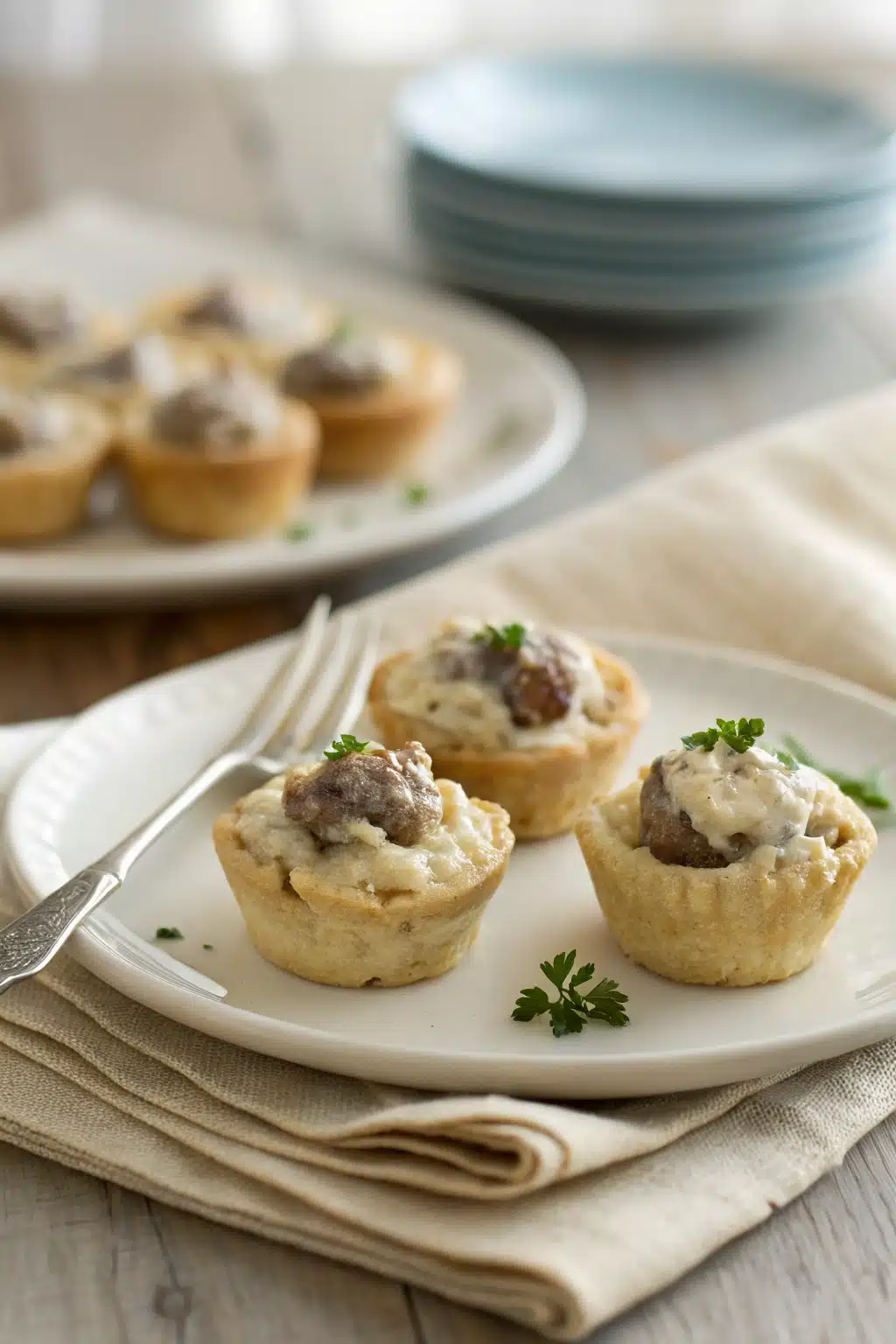 Sausage Cream Cheese Bites ingredients organized and measured on kitchen counter