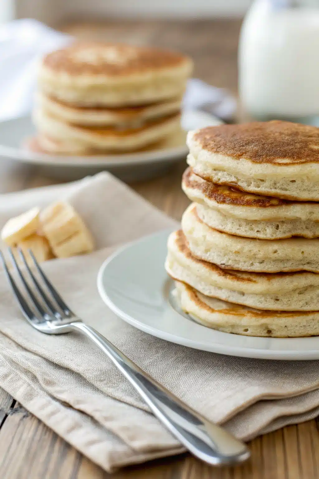 Best fluffy pancakes ingredients organized and measured on kitchen counter