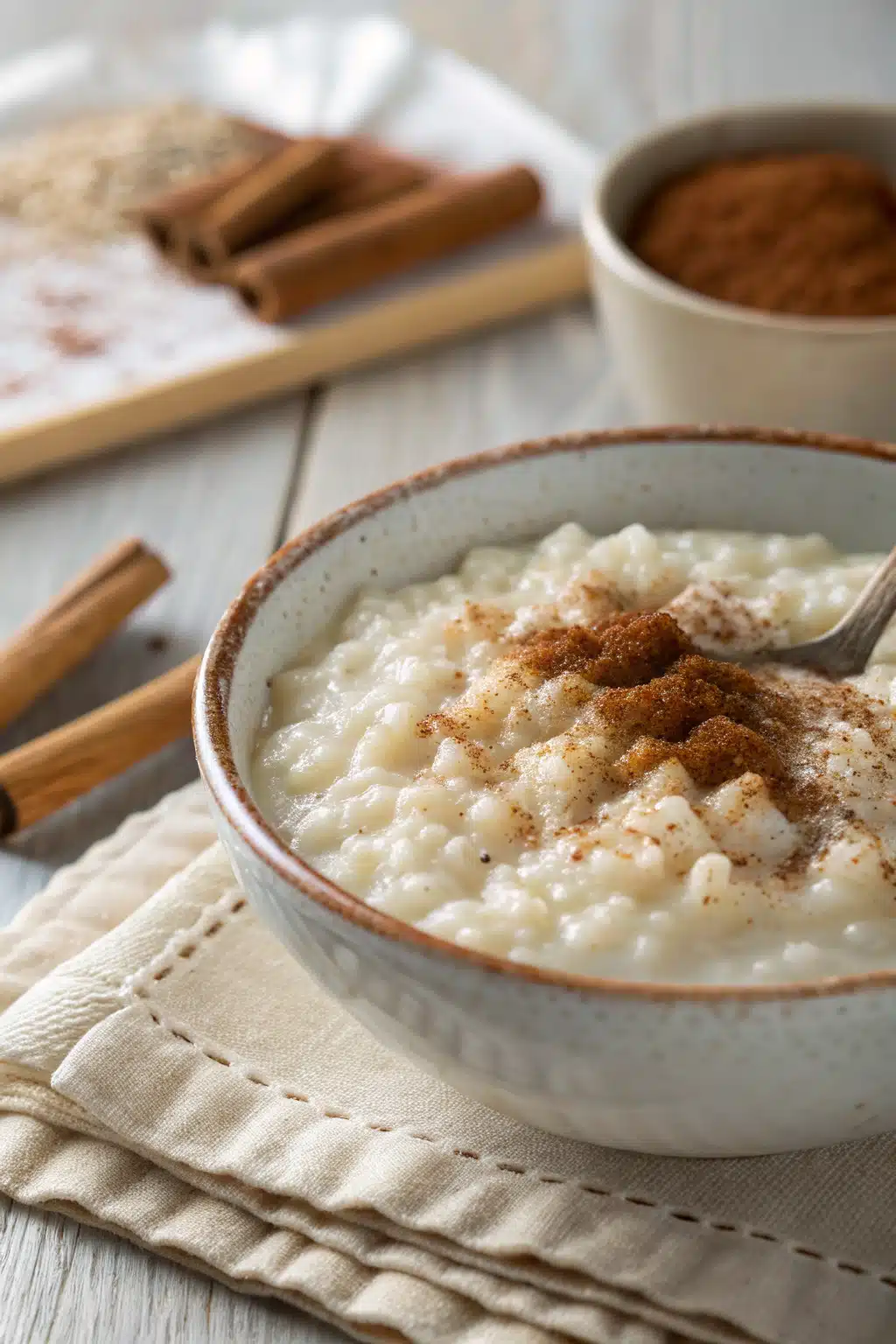 Creamiest Arroz Con Leche slice on plate showing perfect texture and swirl pattern