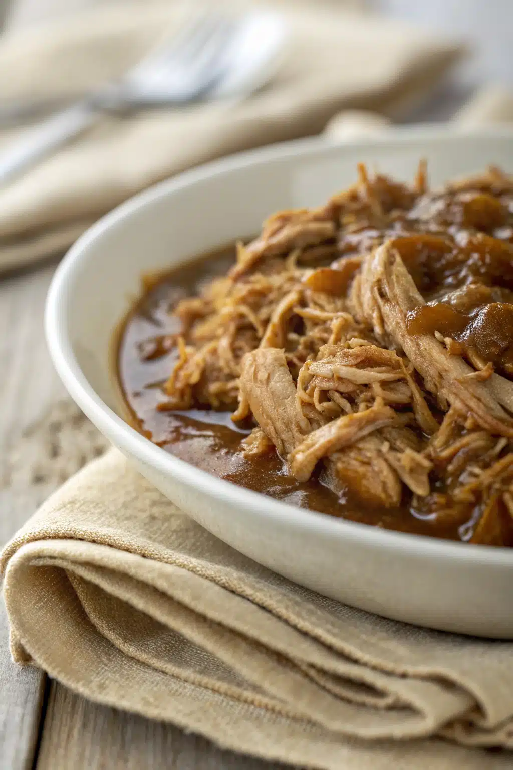 Crockpot Chicken Gravy slice on plate showing perfect texture and swirl pattern
