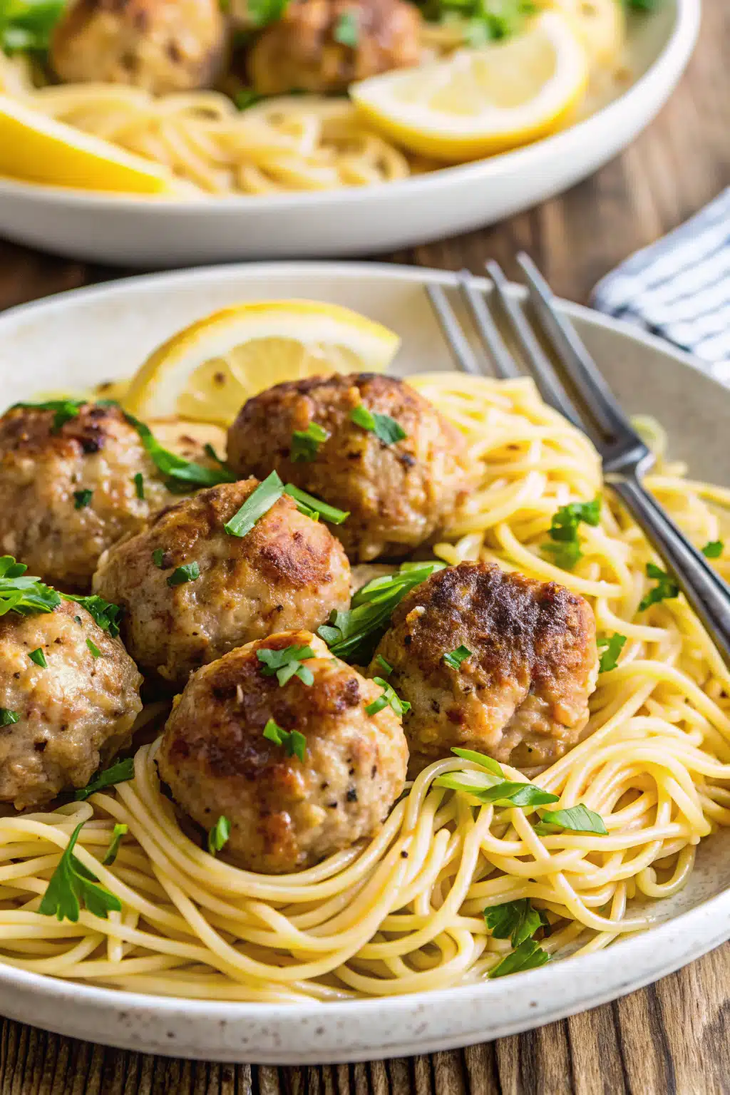 Chicken Piccata Meatballs ingredients organized and measured on kitchen counter