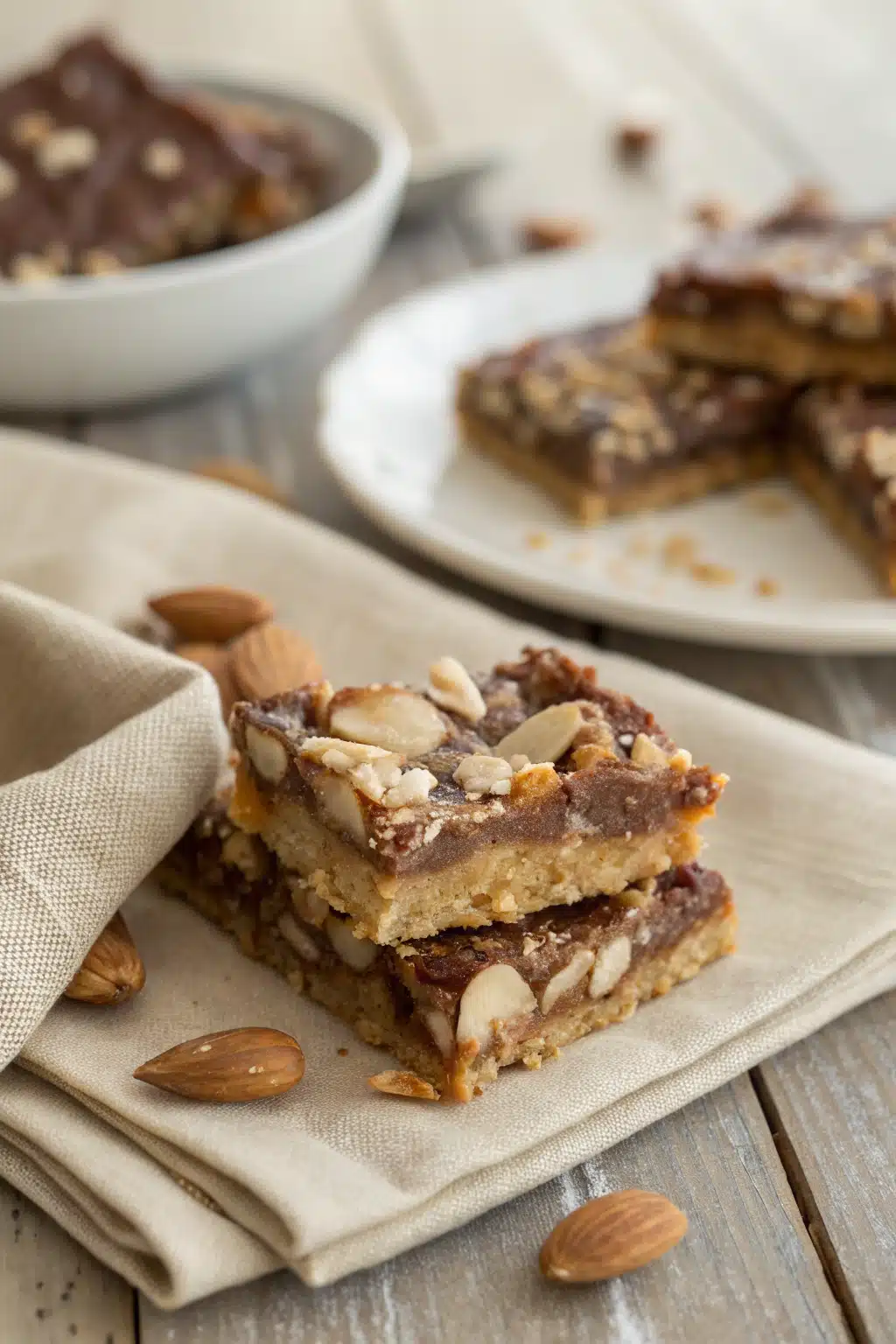 Toffee Almond Treats slice on plate showing perfect texture and swirl pattern